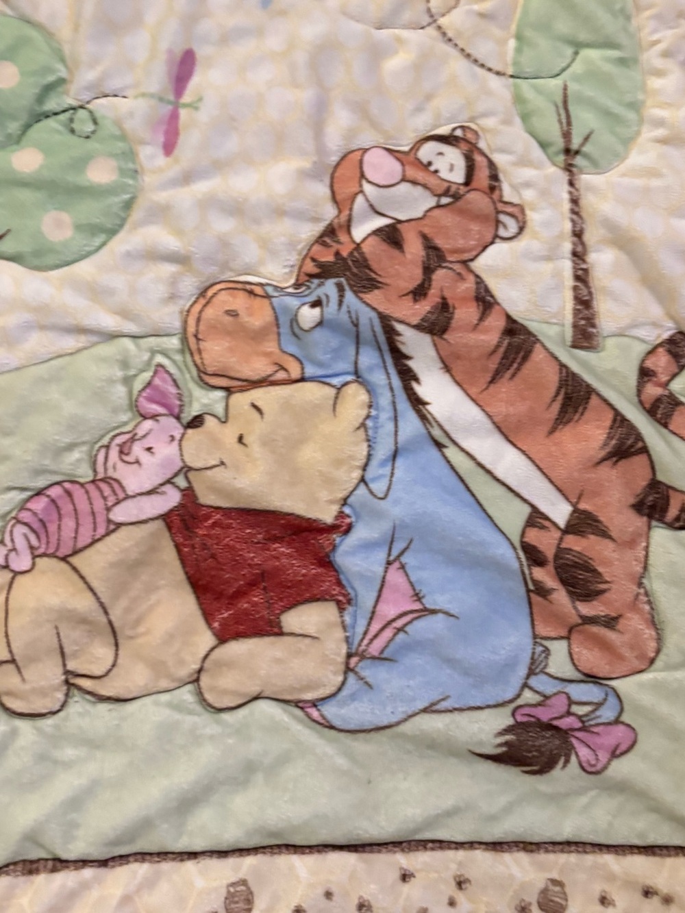 Winnie the Pooh Characters Plush Baby Blanket - Cream, Tan, Blue, Pink, Red - Picture 2 of 6